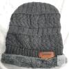NEW SONG TING Winter Knit Beanie and Neck Warmer Set, Fleece Lined, Charcoal Gray, Adult Unisex - 2