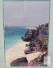 " Rocky Beach & Palm Trees " Framed Photo Enlargement . Measures 17"&times;23" - 2