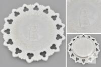 Milk Glass Columbus Portrait Plate with Pierced Rim Condition: A little dirty; would benefit from gentle cleaning.