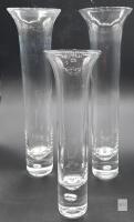 Set of 3 Clear Glass Trumpet Bud Vases, Heavy Base