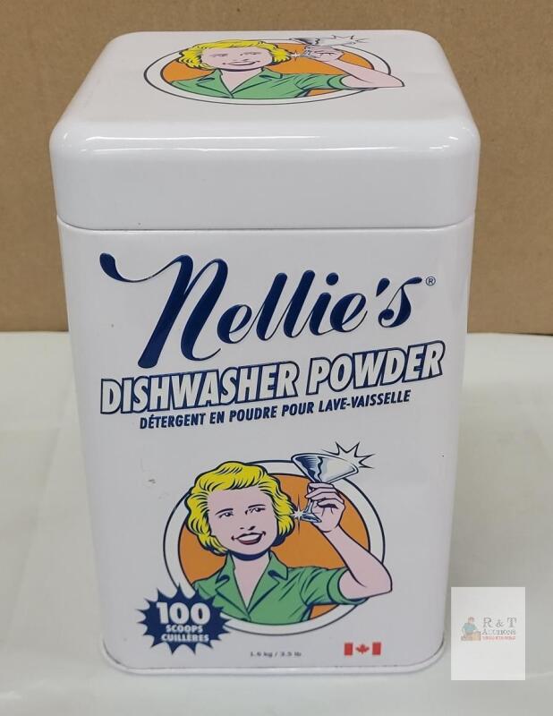 Nellie's Dishwasher Powder Detergent, 3.5 lb (1.6 kg), 100 Uses, Phosphate-Free, Scent-Free