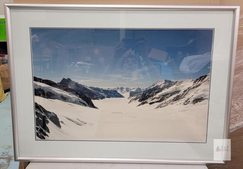 " Snowy Mountain Valley " Framed Photo Print Enlargement . Measures 35.5"&times;25.5"