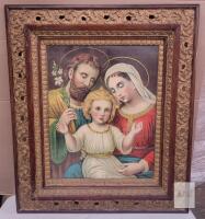 Vintage " Holy Family " Framed Print , Measures 26"&times;30"
