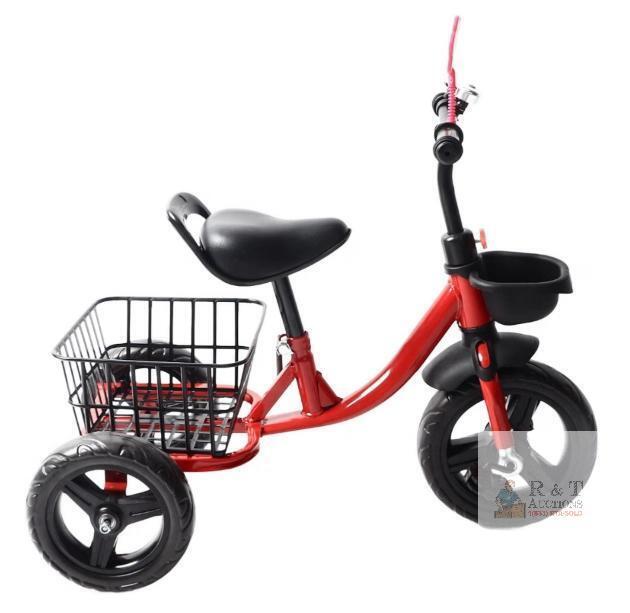 NEW Red Kids Tricycle for 1-6 Year Olds, Rear Basket, Shock-Absorbing Wheels, Adjustable Handlebars