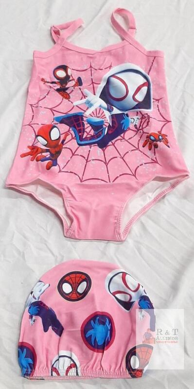 NEW Spider-Gwen Girls Swimsuit Set Size 100 Pink, Marvel Print, Swimsuit & Cap, AMB804-FEN-100