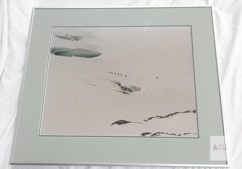 Framed Photographic Print of Snow-Covered Landscape with Climbers, 23"&times;26&frac12;"