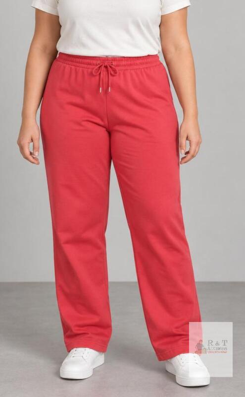 NEW Large Red Straight Leg Sweatpants, Drawstring Waist, Cotton Blend, Size L