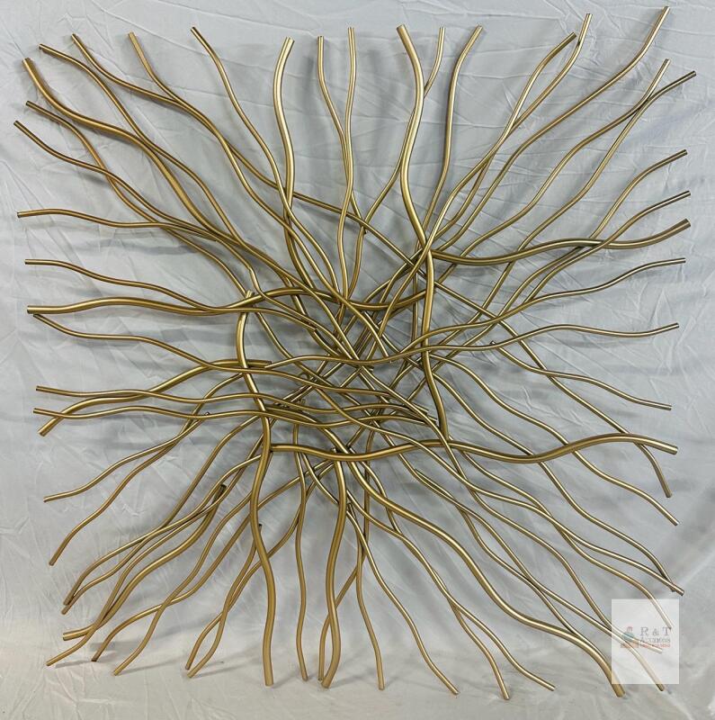 Large Abstract Gold Metal Wall Sculpture,39"x39", Three-Dimensional Design