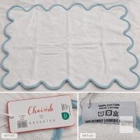 New Chairish &times; Kassatex Scalloped Bath Mat &ndash; White with Pale-Blue Trim 32"x22"