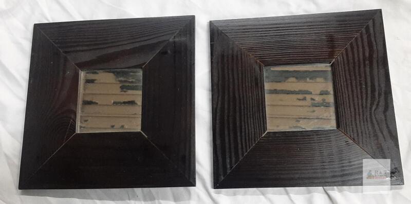 IKEA MALMA Square Wall Mirrors, Light and Dark Brown Variants, 10"x10"