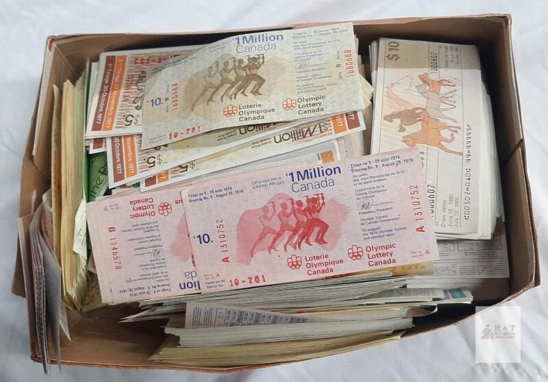 1970s&ndash;1980s Loto Canada, Olympic Lottery, Provincial Tickets | $1 Million Draws, Bulk Lot, Fine Condition