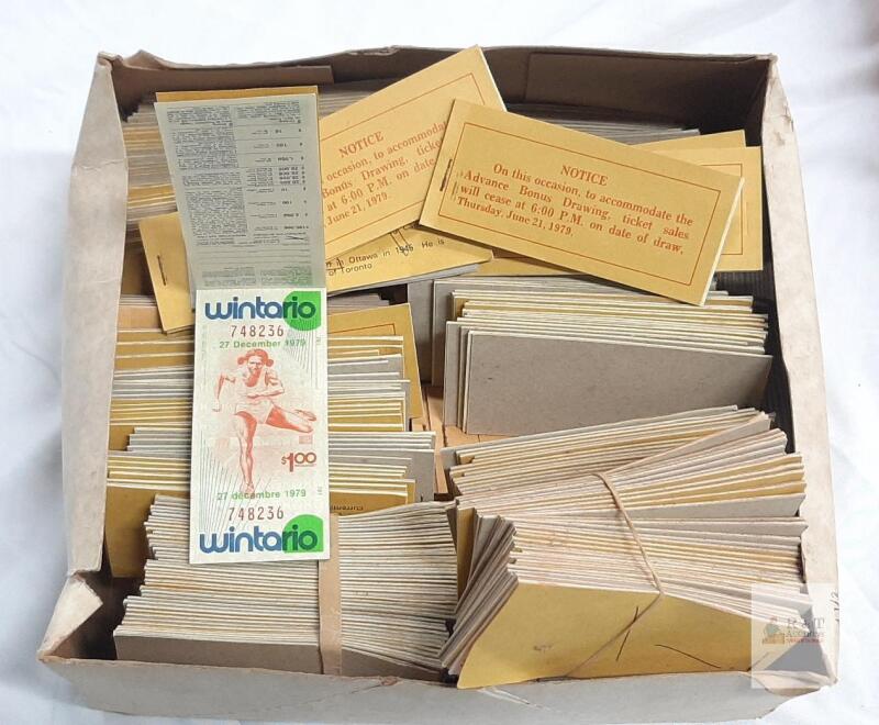 Large 1979 Wintario Lottery Ticket Lot, $1 Each, Vintage Ontario Lottery, David Craig Art, 400+
