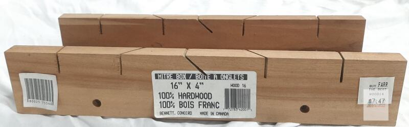 Bennett Concord WOOD 16 Hardwood Mitre Box &ndash; 16"x4", 45&deg;/90&deg;/22.5&deg; Angles, Made in Canada