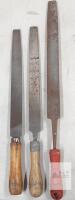 J.B. Reid Flat Hand Files (Italy, Set of 3, 14" & 12", Wood & Plastic Handles, Bastard Cut)