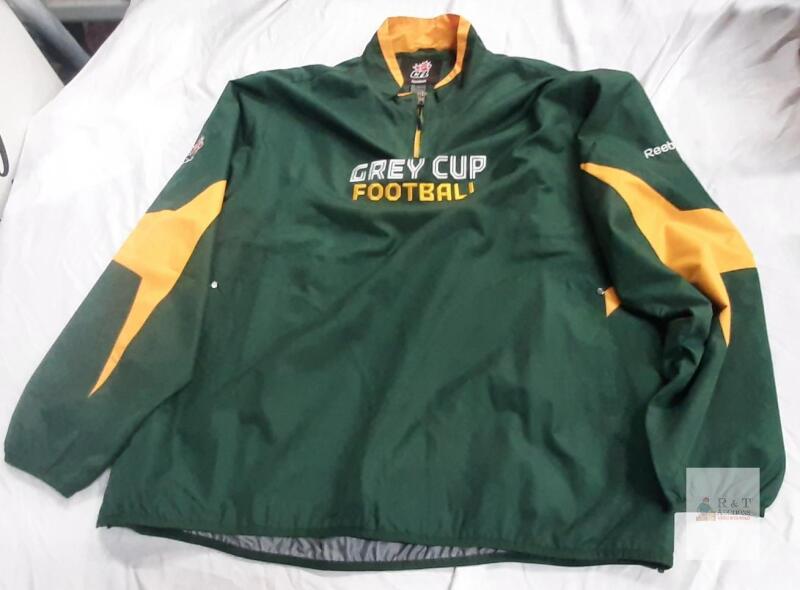Reebok CFL Grey Cup 2010 Edmonton Windbreaker Jacket XL Green/Yellow Embroidered Logos
