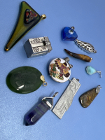 Eleven Pendants Tigers Eye Rainbow Flourite