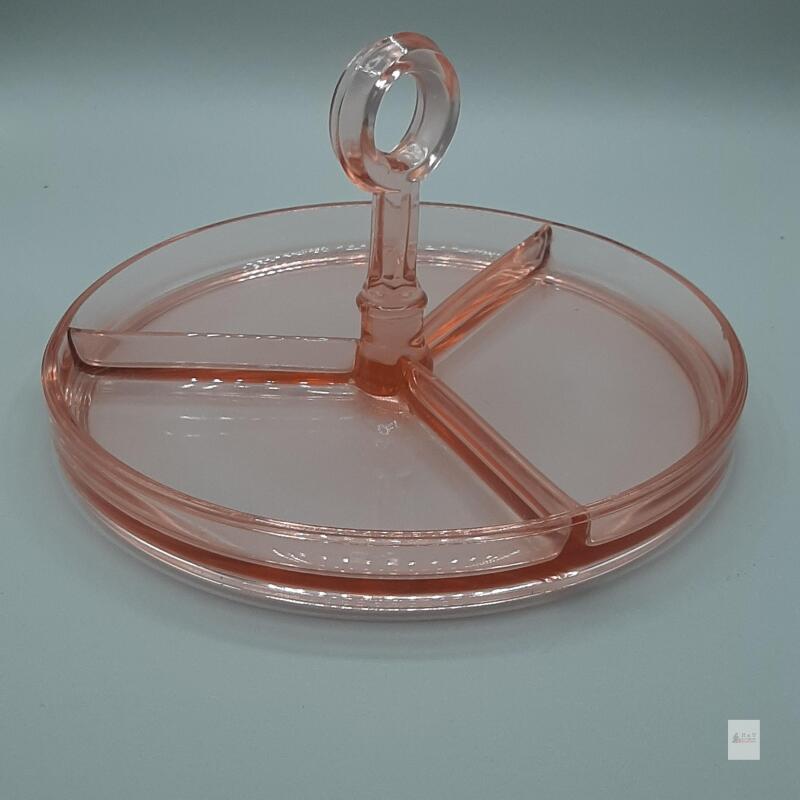 A.H. Heisey & Co Flamingo Pink Yeomen 3 Part service set ,