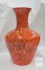 1976 Hand-Thrown Pottery Vase by Debi &ndash; 12" Tall, Marbled Red/Orange/Yellow Glaze