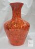 1976 Hand-Thrown Pottery Vase by Debi &ndash; 12" Tall, Marbled Red/Orange/Yellow Glaze - 2