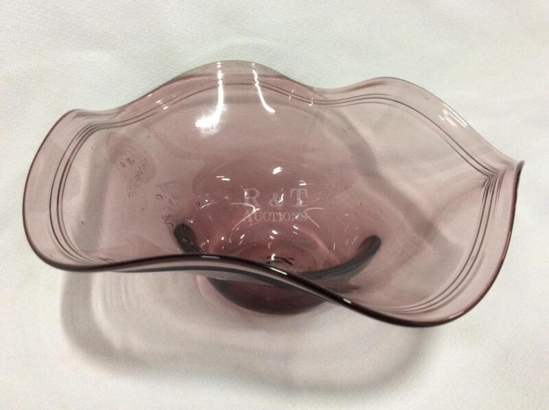 Hand Blown Amethyst Glass Bowl Signed