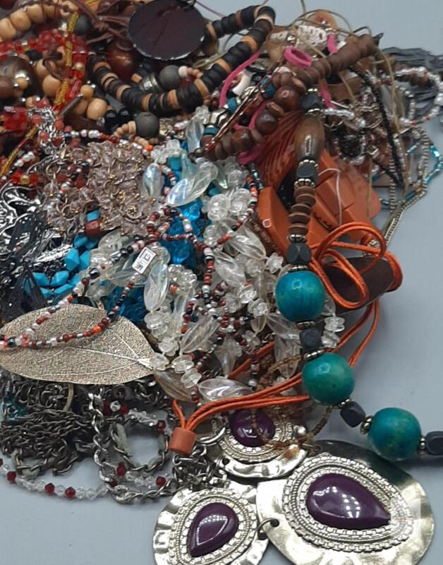 Bohemian Mixed Necklace & Bracelet Lot, Wood/Metal/Beads
