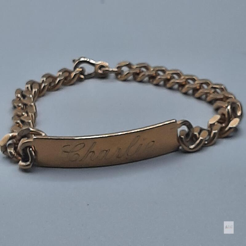 Vintage Speidel Gold-Tone ID Bracelet with "Charlie" Engraving,