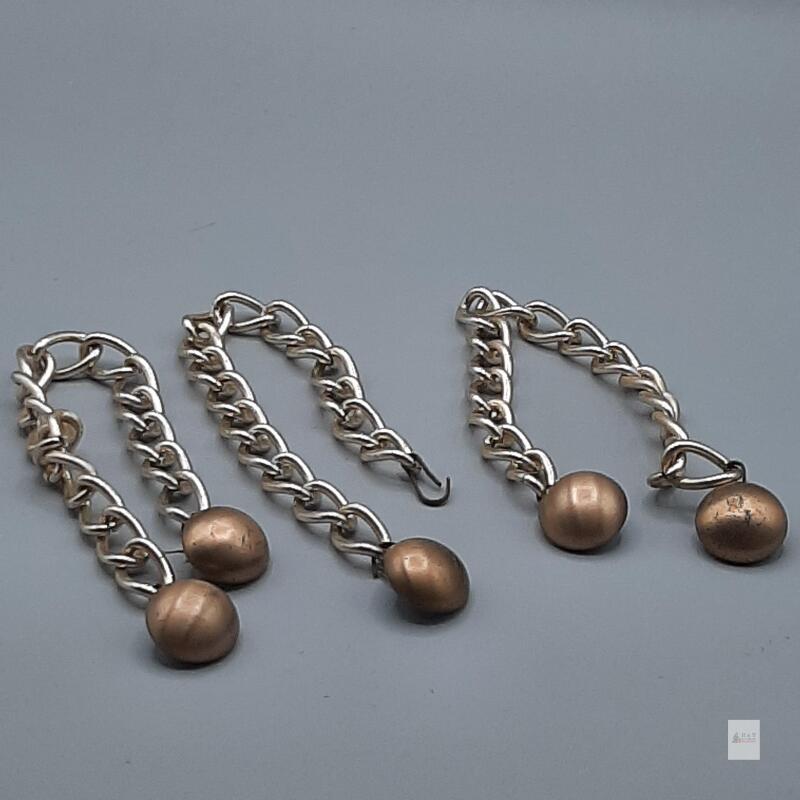 Military Uniform Chain-Linked Brass Buttons Set (8 Buttons, 4 Chains, 18mm, Hook Closure)