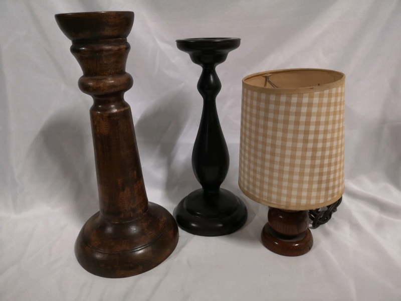 Wooden Candle Holders + Wooden Lamp - Working