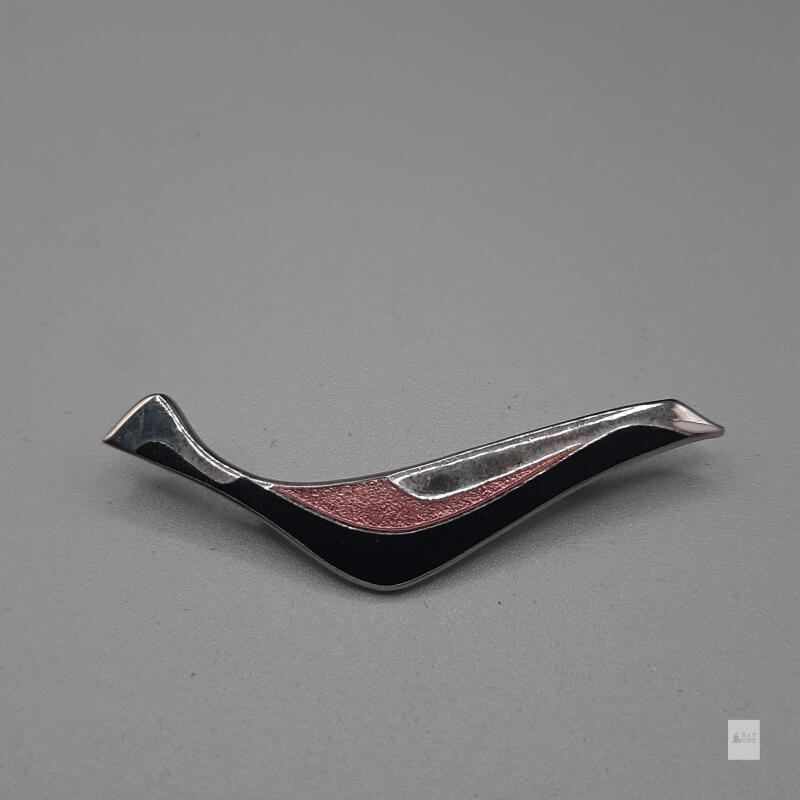 Vintage Signed Rivest Enamel Bird Brooch, Silver Tone, Made in Qu&eacute;bec Canada