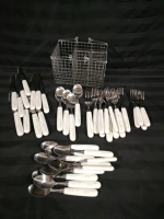 Vintage Corelle Cutlery with Holder - Shadow Iris pattern