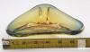 Murano-Style Hand-Blown Art Glass Bowl, Yellow-Green Triangular Centerpiece - 2