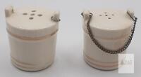 Vintage 1950s Japan Ceramic Barrel Salt & Pepper Shaker Set with Gold Accents