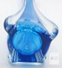 Hand-Blown Murano-Style Blue Art Glass Vase, Ruffled Rim, Cased Clear Overlay, 11.5" - 3