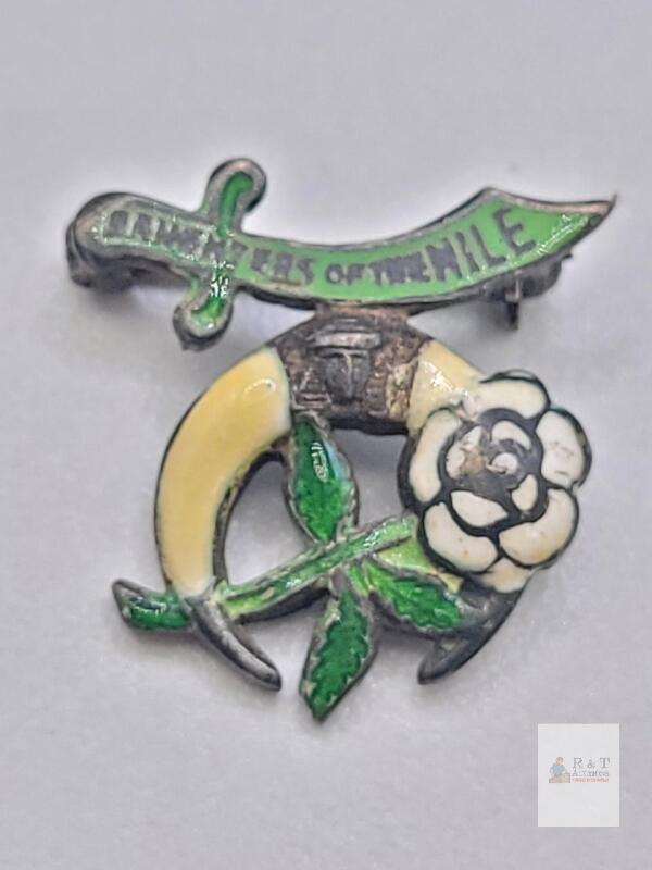 Vintage Daughters of the Nile Sterling Silver Enamel Lapel Pin, 22mm, USA, Pin-Back Clasp