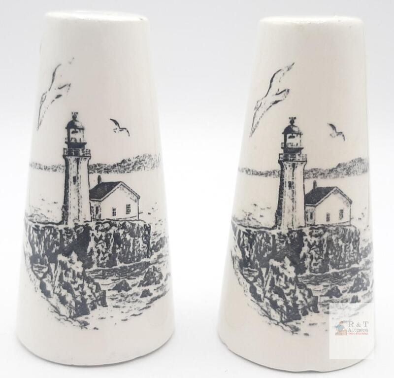 Crown Art Ceramics Lighthouse Salt & Pepper Shakers, 4" Ceramic, Japan