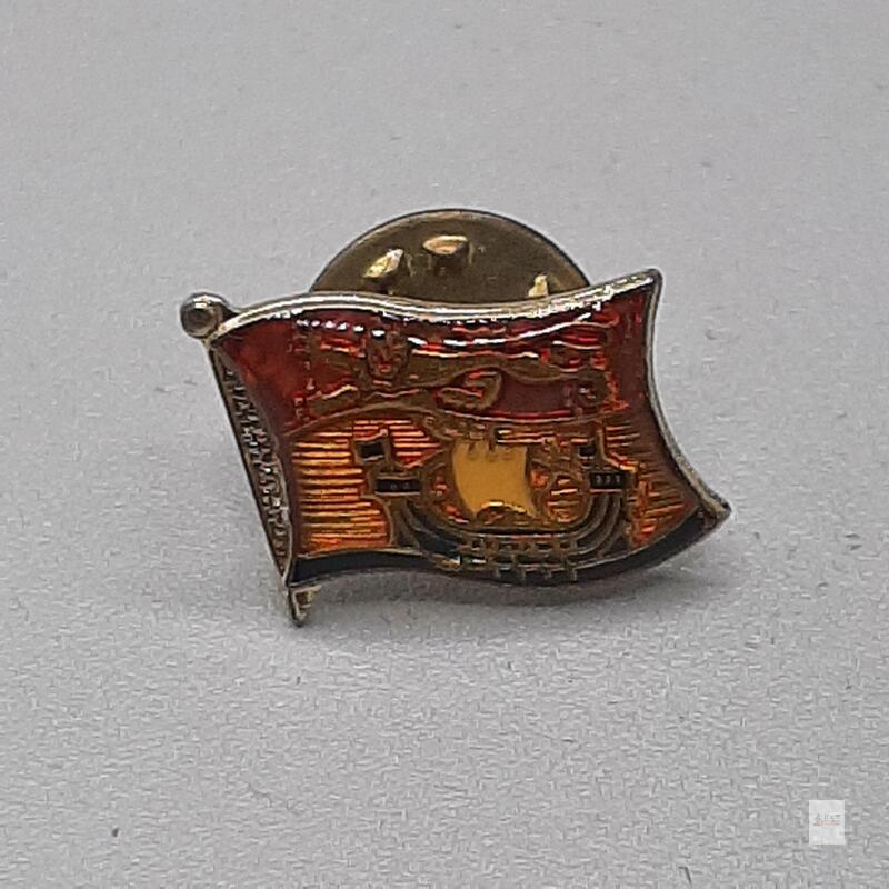 Enamel Flag Lapel Pin &ndash; Ship with Cross Design, Gold-Tone Plating, Butterfly Clutch