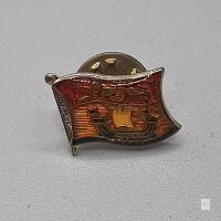 Enamel Flag Lapel Pin &ndash; Ship with Cross Design, Gold-Tone Plating, Butterfly Clutch