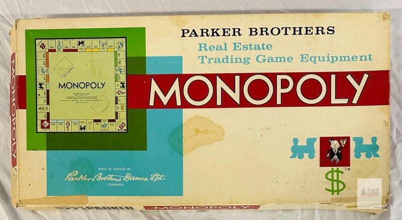Vintage Parker Brothers Monopoly Canadian Edition Board Game w/ Box & Pieces, 1960s-70s
