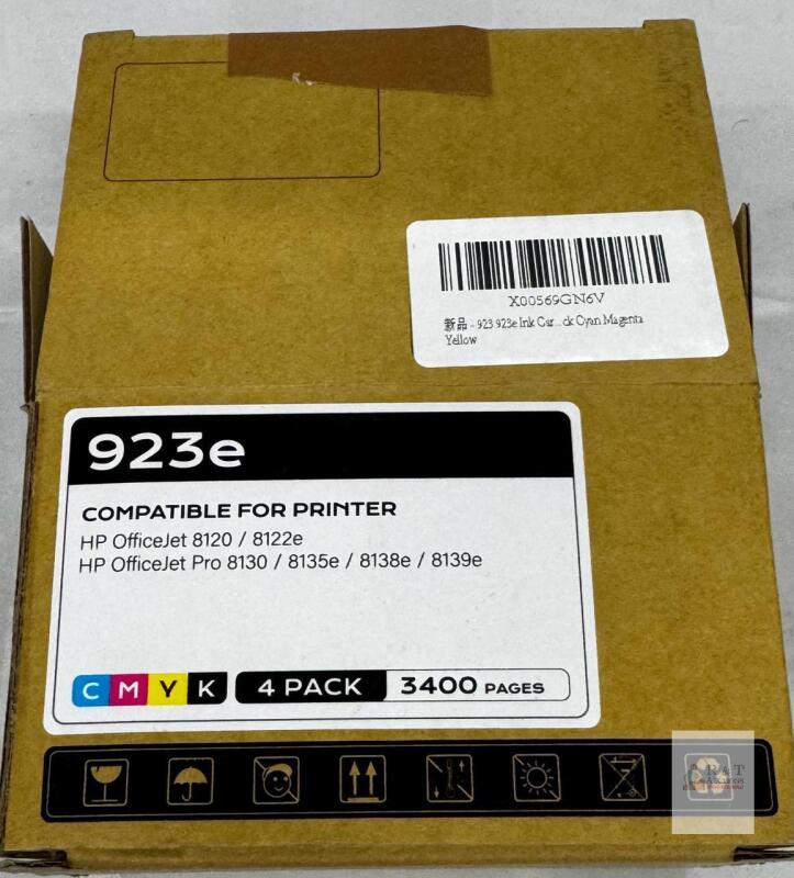 HP 923e Compatible Ink Cartridge Set for HP OfficeJet Pro 8125e/8135e/8139e, CMYK, 4-Pack