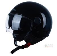 NEW Bean Open Face 3/4 Motorcycle Helmet, DOT, Black, Dual Visors, Quick Release, Retro Style