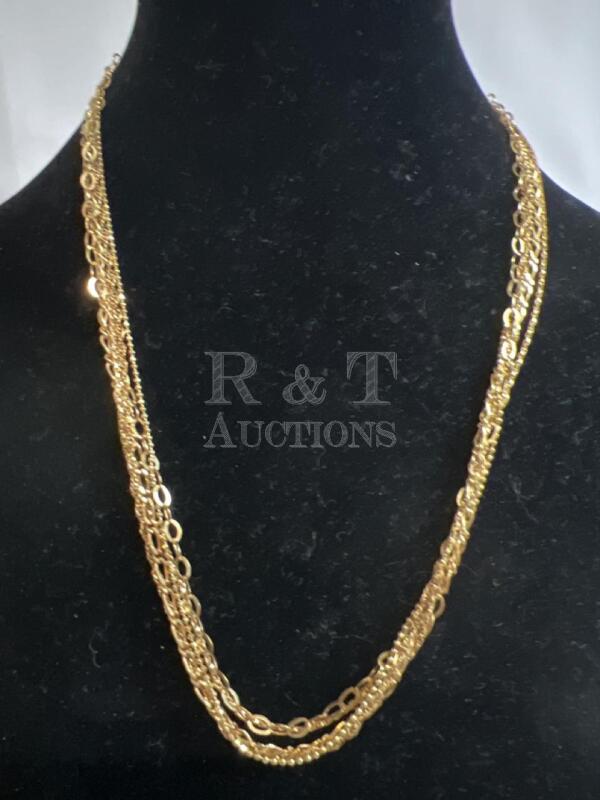 925 Sterling sparkling gold wash 5 strand Chain