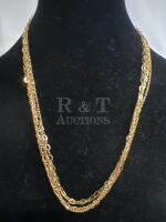 925 Sterling sparkling gold wash 5 strand Chain