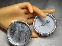 Blue Fire Opal stud Earrings in box