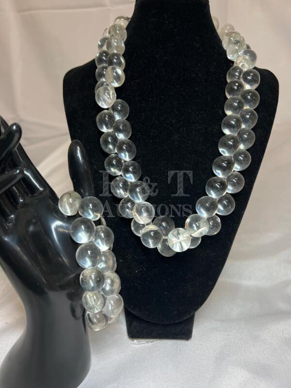 Scintillating Vintage NOL Estate Double Rock Crystal Quartz Necklace + bracelet