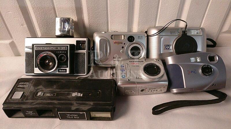 6 Vintage Cameras - Kodak, Olympus, HP +