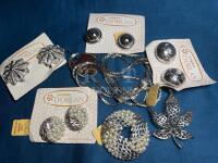 D&rsquo;ORLAN Vintage Silver + Pearl Brooches Earring Chain