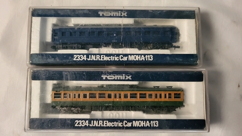 2 Vintage Tomix N Scale Model Train Passenger Cars