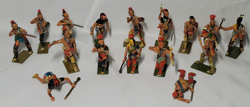 Huron Native American Toy Soldier Lead Miniatures , Set of 16