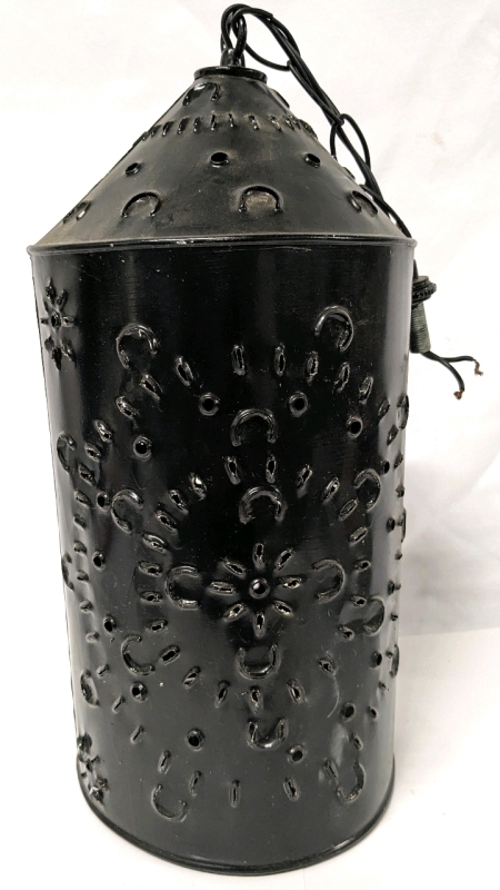 Large 16" Tall Tin Lantern with Hardwire Connection