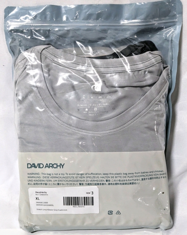 New 3-Pack DAVID ARCHY Men's Undershirts (Size XL)